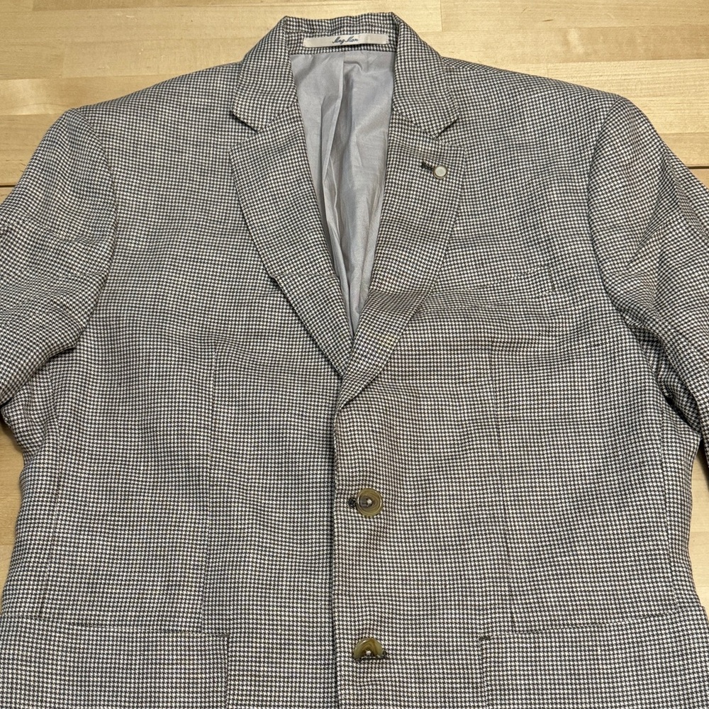 Mango Men's Checkered brown and Gray linen Blazer